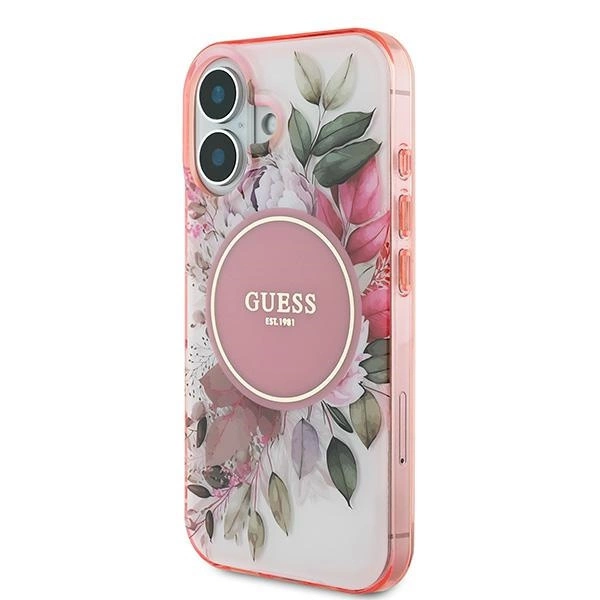 Guess gėlė & tonizuotas apskritimas MagSafe dėklas iPhone 16 - rožinis - Image 2