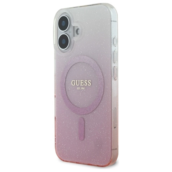 Guess blizgučių gradientas MagSafe iPhone 16 dėklas - rožinis - Image 2