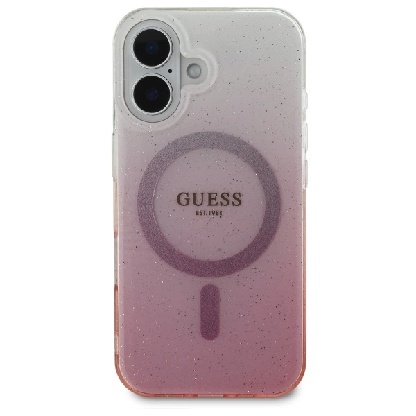 Guess blizgučių gradientas MagSafe iPhone 16 dėklas - rožinis - Image 3