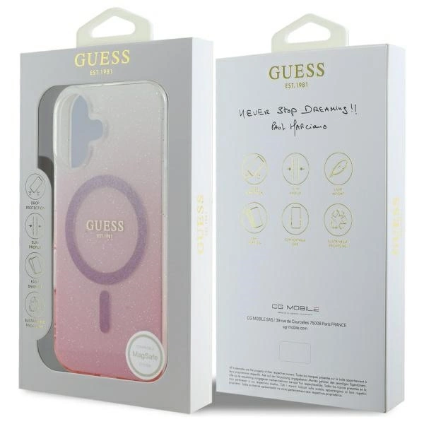 Guess blizgučių gradientas MagSafe iPhone 16 dėklas - rožinis - Image 8