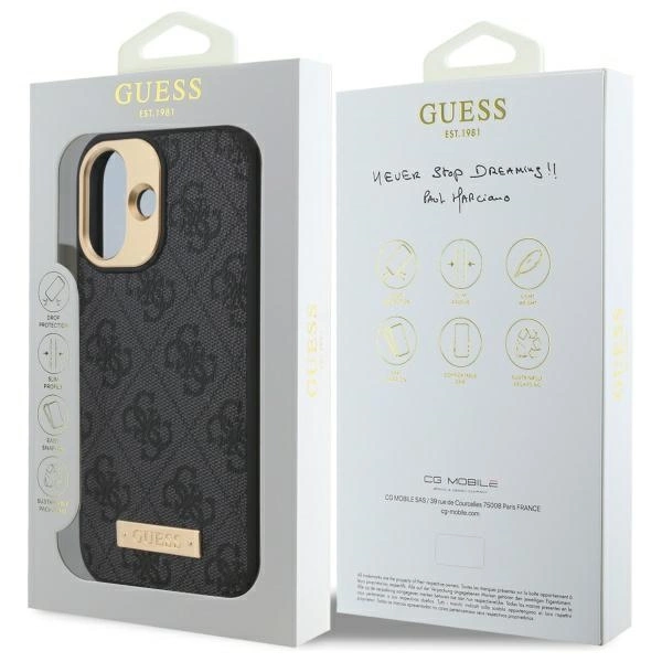 Guess 4G logotipo plokštelės MagSafe iPhone 16 dėklas - juodas - Image 8
