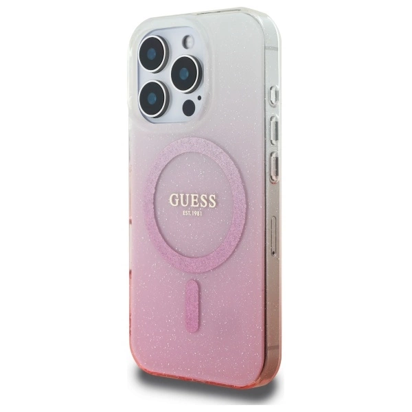 Guess blizgučių gradientas MagSafe dėklas iPhone 16 Pro Max - rožinis - Image 2