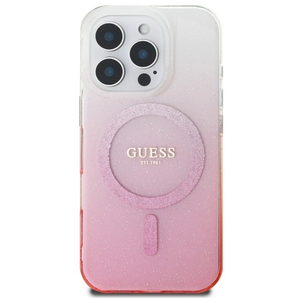 Guess blizgučių gradientas MagSafe dėklas iPhone 16 Pro Max - rožinis - Image 3