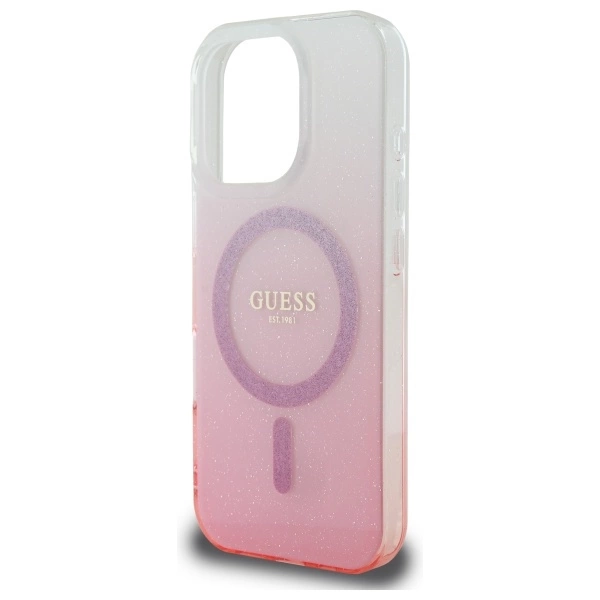 Guess blizgučių gradientas MagSafe dėklas iPhone 16 Pro Max - rožinis - Image 6