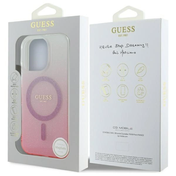 Guess blizgučių gradientas MagSafe dėklas iPhone 16 Pro Max - rožinis - Image 8