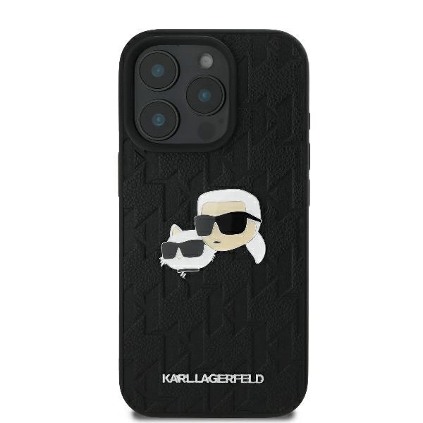 Karl Lagerfeld Monogram Karl & Choupette galvų segtukas dėklas iPhone 16 Pro – juodas - Image 3