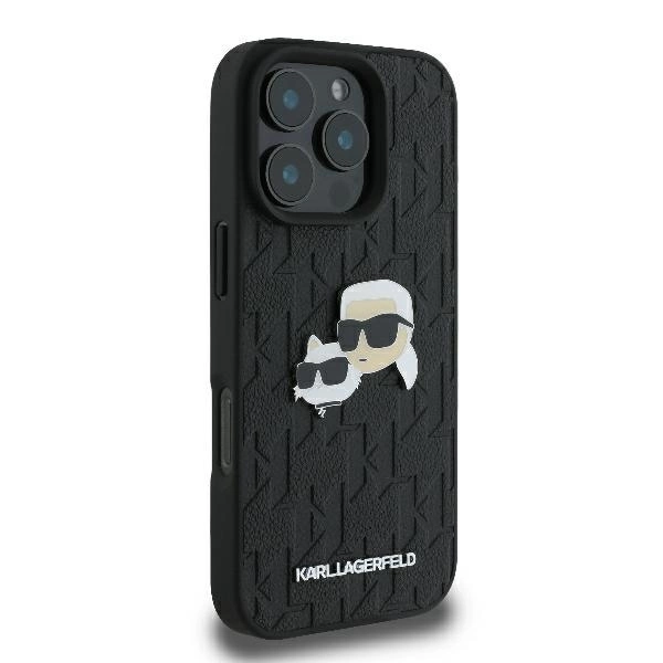 Karl Lagerfeld Monogram Karl & Choupette galvų segtukas dėklas iPhone 16 Pro – juodas - Image 4
