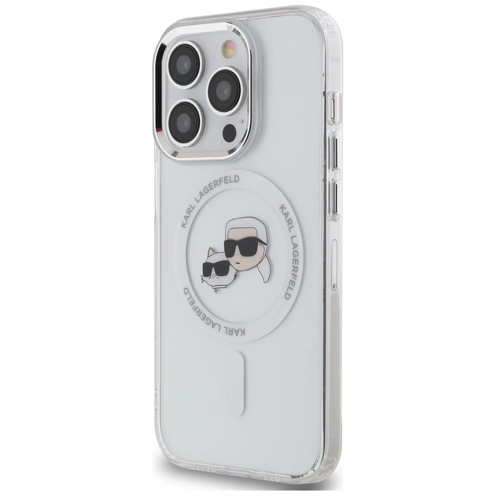 Karl Lagerfeld IML Metal Karl & Choupette galvos MagSafe dėklas iPhone 14 Pro – baltas - Image 2