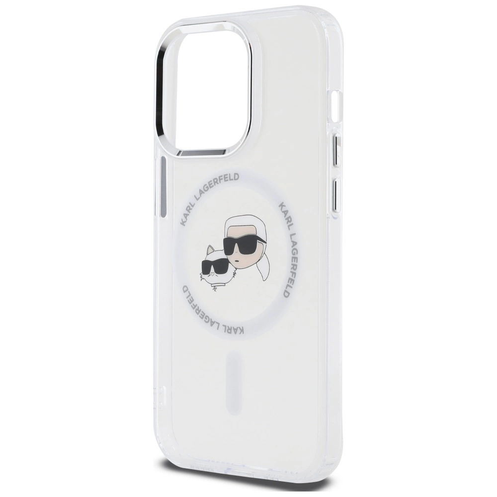 Karl Lagerfeld IML Metal Karl & Choupette galvos MagSafe dėklas iPhone 14 Pro – baltas - Image 6