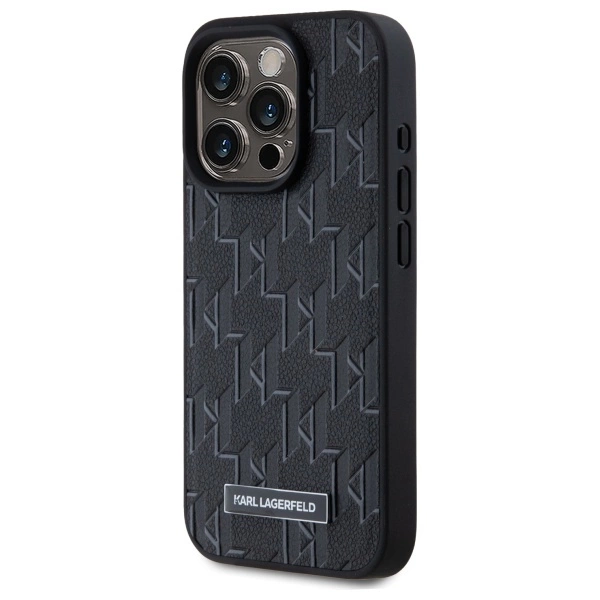 Karl Lagerfeld Odinis Monogram Metal Logo MagSafe dėklas iPhone 15 Pro – juodas - Image 2