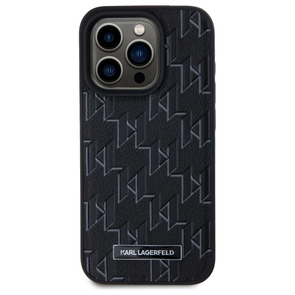 Karl Lagerfeld Odinis Monogram Metal Logo MagSafe dėklas iPhone 15 Pro – juodas - Image 3