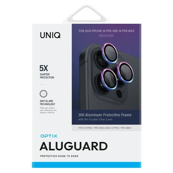 Uniq Optix aliuminio objektyvo apsauga iPhone 16 Pro 6.3” / 16 Pro Max 6.9” vaivorykštės spalvos stiklas su aplikatoriumi - Image 2