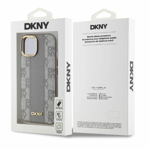 DKNY odinis languotas mono raštas MagSafe iPhone 15 dėklas - smėlio - Image 5