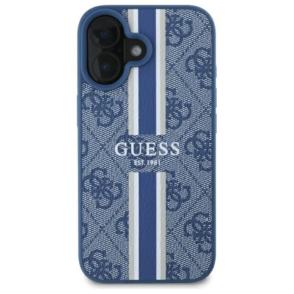 Guess 4G spausdintos juostos MagSafe dėklas iPhone 16 - mėlynas - Image 3
