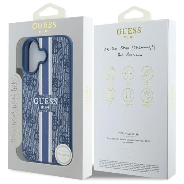 Guess 4G spausdintos juostos MagSafe dėklas iPhone 16 - mėlynas - Image 8