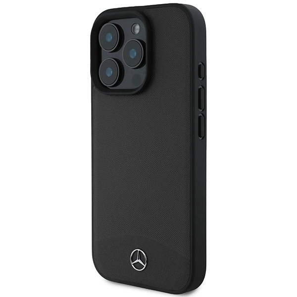 Mercedes tekstūruotas ir lygus odinis MagSafe dėklas iPhone 16 Pro - juodas - Image 2