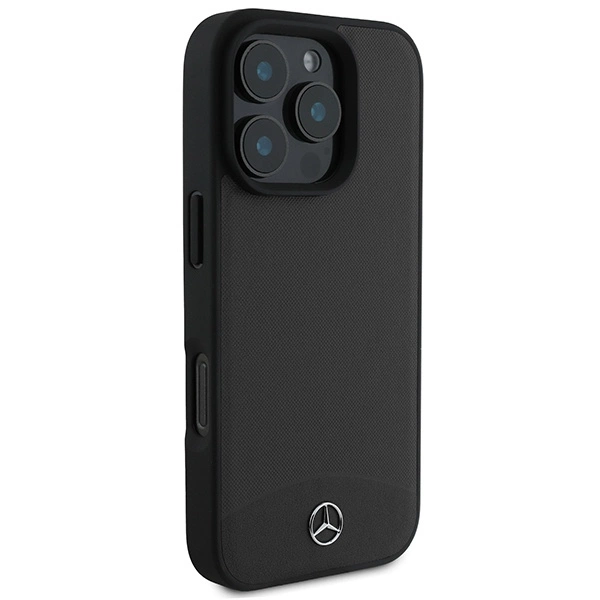Mercedes tekstūruotas ir lygus odinis MagSafe dėklas iPhone 16 Pro - juodas - Image 4