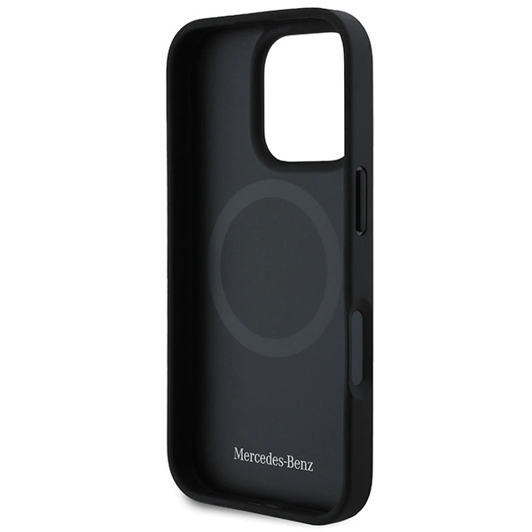 Mercedes tekstūruotas ir lygus odinis MagSafe dėklas iPhone 16 Pro - juodas - Image 7