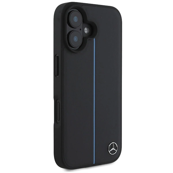 Mercedes MB mėlyna linija odinis MagSafe dėklas iPhone 16 - juodas - Image 4