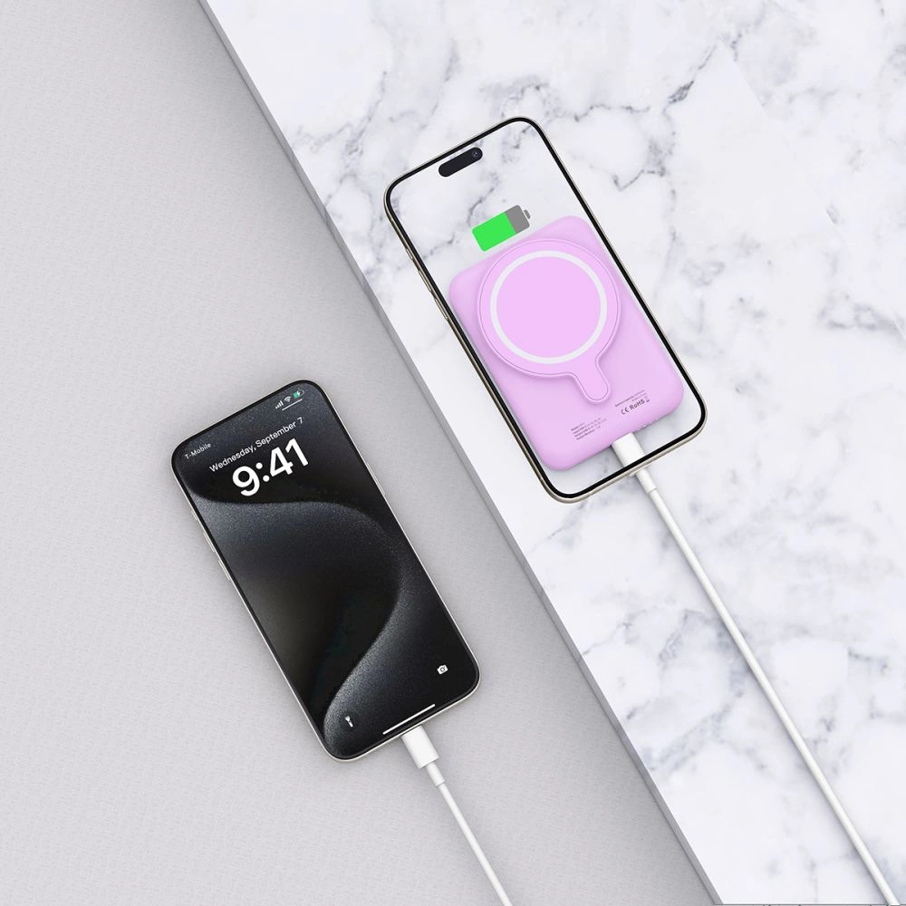 Tech-Protect LifeMag MagSafe išorinė baterija PB10 5000 mAh – rožinė - Image 6