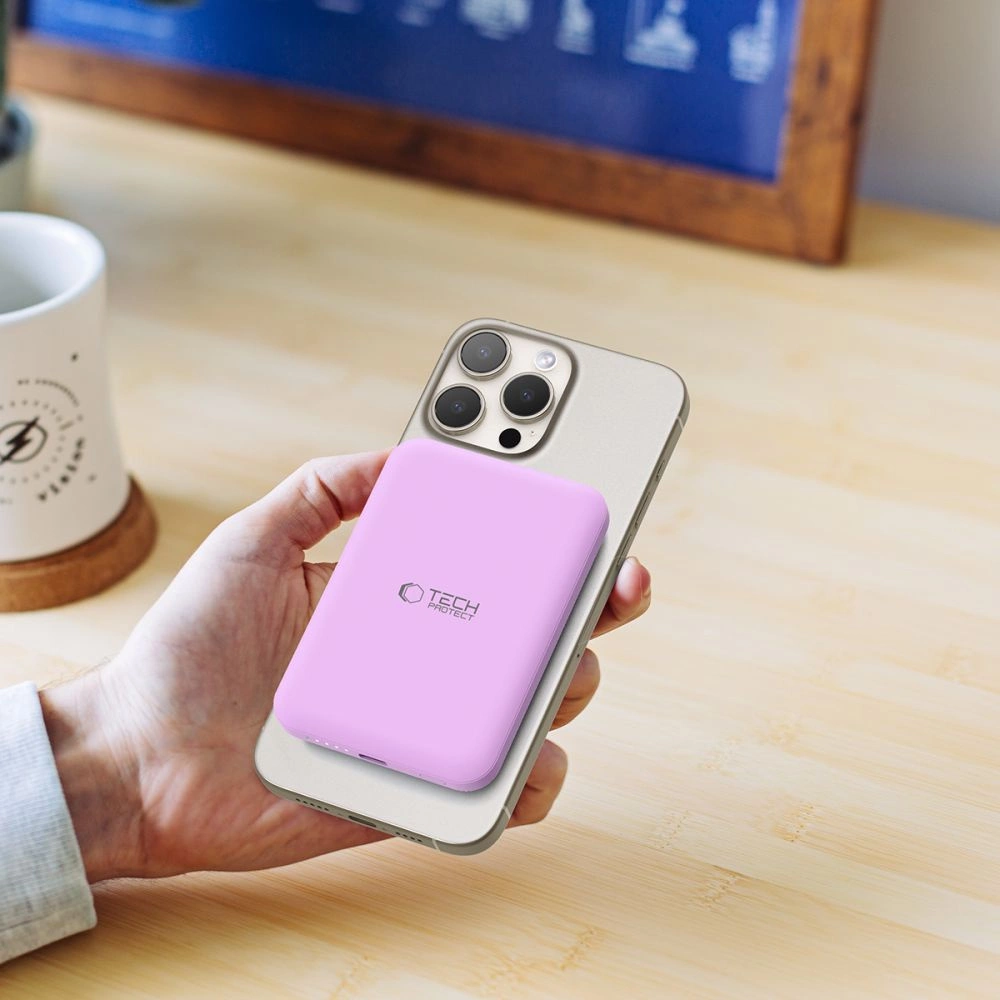 Tech-Protect LifeMag MagSafe išorinė baterija PB10 5000 mAh – rožinė - Image 8