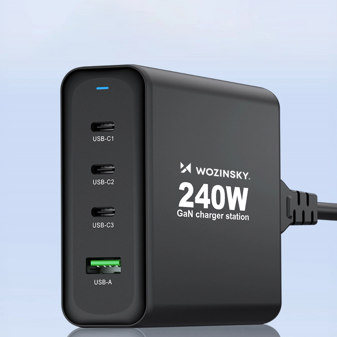 Wozinsky WGCSB 240W GaN sieninis įkroviklis USB-A / 3 x USB-C - juodas - Image 12