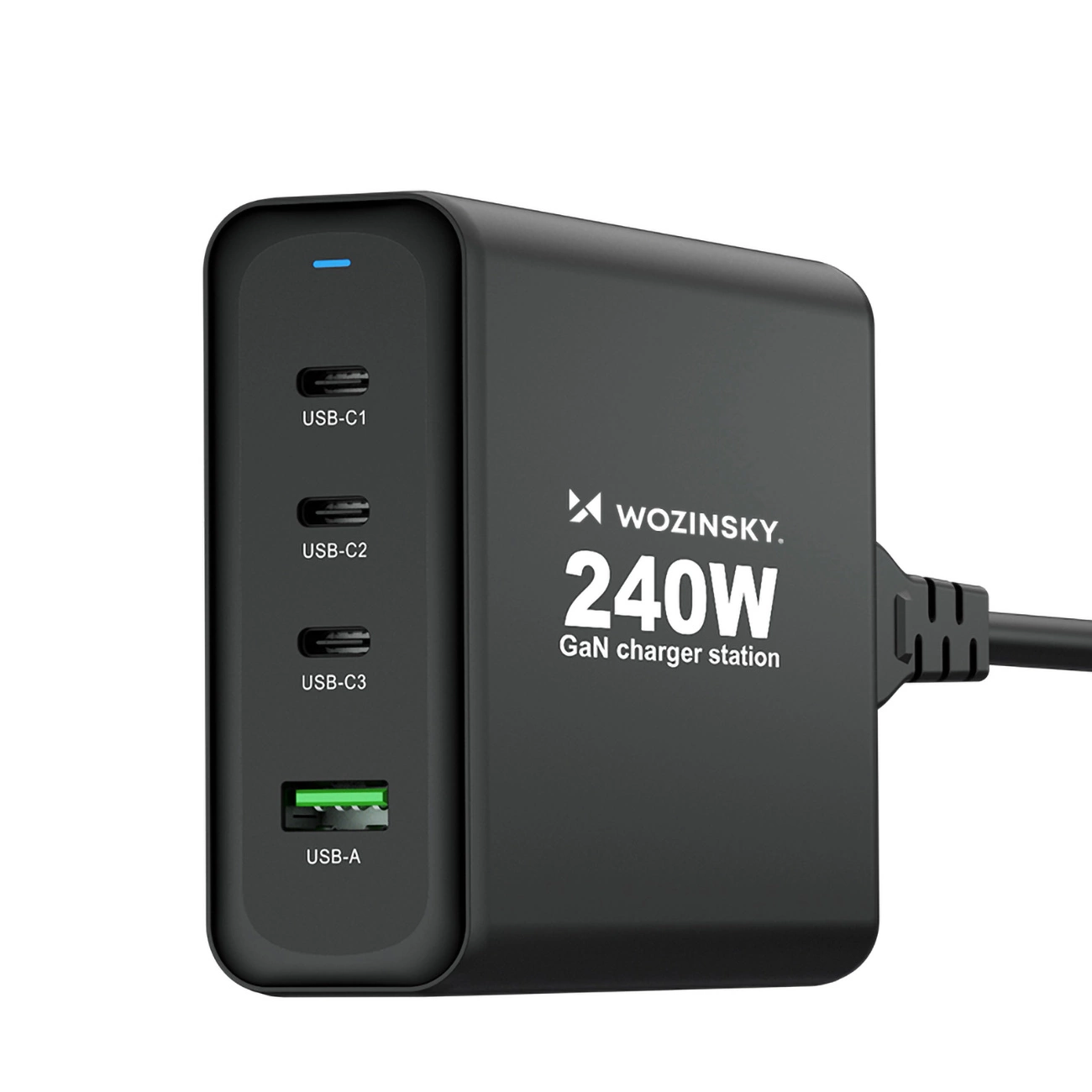 Wozinsky WGCSB 240W GaN sieninis įkroviklis USB-A / 3 x USB-C - juodas - Image 3