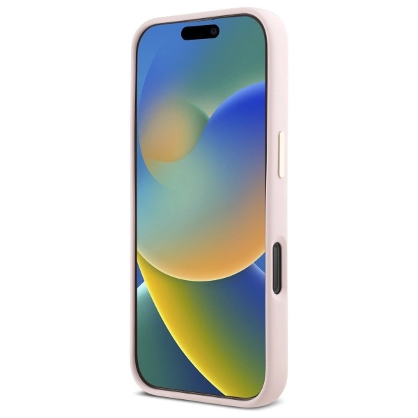 Guess Silicone Script Metal Logo & Frame dėklas iPhone 16 Pro - rožinis - Image 5