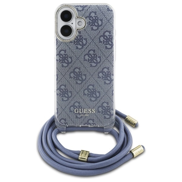 Guess Crossbody Cord 4G Print dėklas su dirželiu iPhone 16 - mėlynas - Image 2