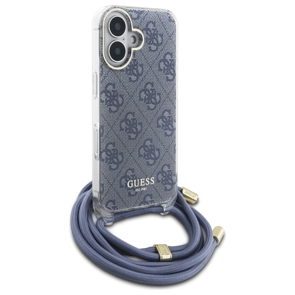 Guess Crossbody Cord 4G Print dėklas su dirželiu iPhone 16 - mėlynas - Image 3