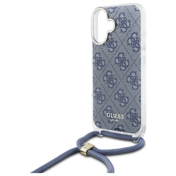 Guess Crossbody Cord 4G Print dėklas su dirželiu iPhone 16 - mėlynas - Image 5
