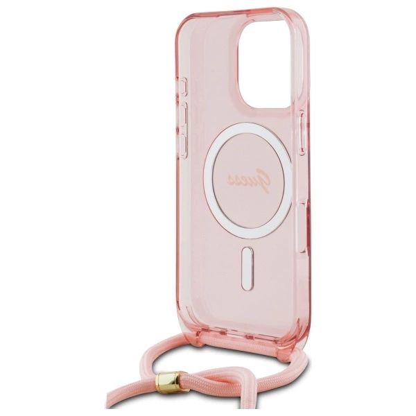 Guess Crossbody Cord Script MagSafe dėklas iPhone 16 Pro - rožinis - Image 6