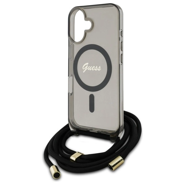 Guess Crossbody Cord Script MagSafe dėklas iPhone 16 - juodas - Image 5