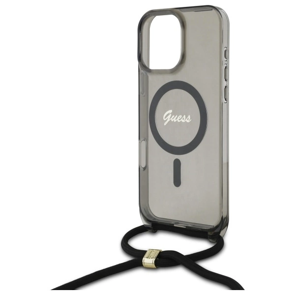 Guess Crossbody Cord Script MagSafe dėklas iPhone 16 Pro Max - juodas - Image 5