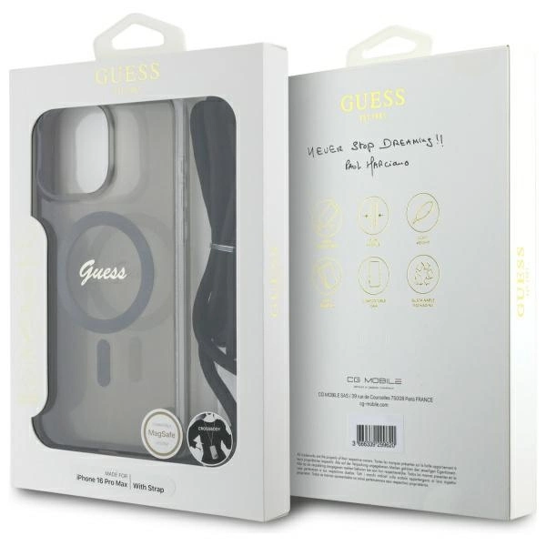 Guess Crossbody Cord Script MagSafe dėklas iPhone 16 Pro Max - juodas - Image 7