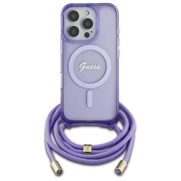 Guess Crossbody Cord Script MagSafe dėklas iPhone 16 Pro Max - violetinis - Image 2
