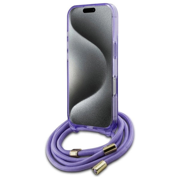 Guess Crossbody Cord Script MagSafe dėklas iPhone 16 Pro Max - violetinis - Image 4