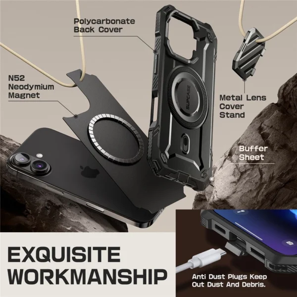 Supcase UB XT Mag dėklas su MagSafe iPhone 16 – juodas - Image 4