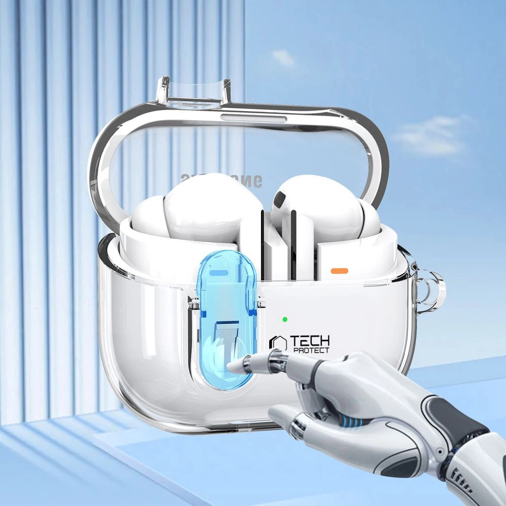 Tech-Protect FlexAir dėklas su karabinu Samsung Galaxy Buds 3 / 3 Pro – skaidrus - Image 3