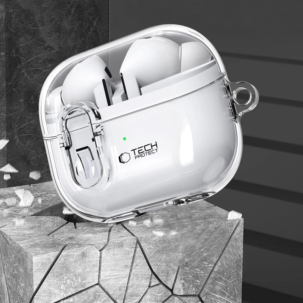 Tech-Protect FlexAir dėklas su karabinu Samsung Galaxy Buds 3 / 3 Pro – skaidrus - Image 4