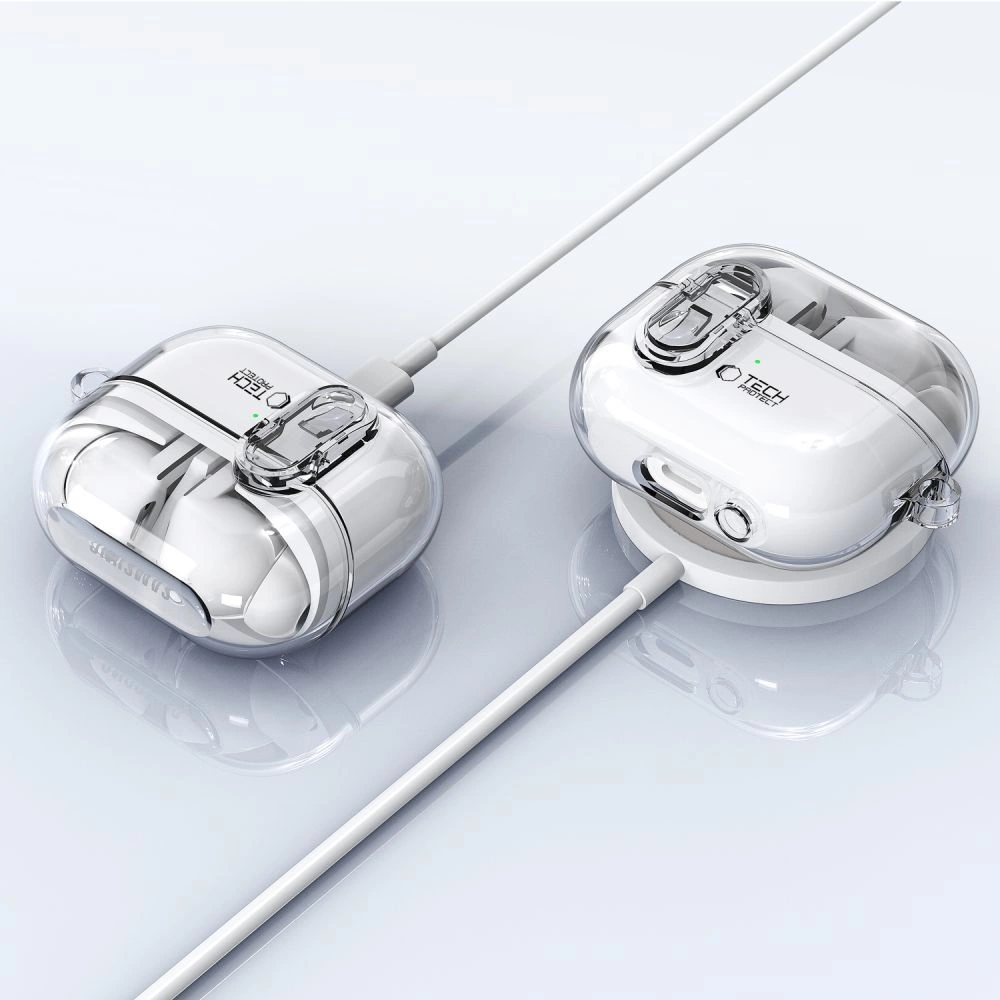 Tech-Protect FlexAir dėklas su karabinu Samsung Galaxy Buds 3 / 3 Pro – skaidrus - Image 6