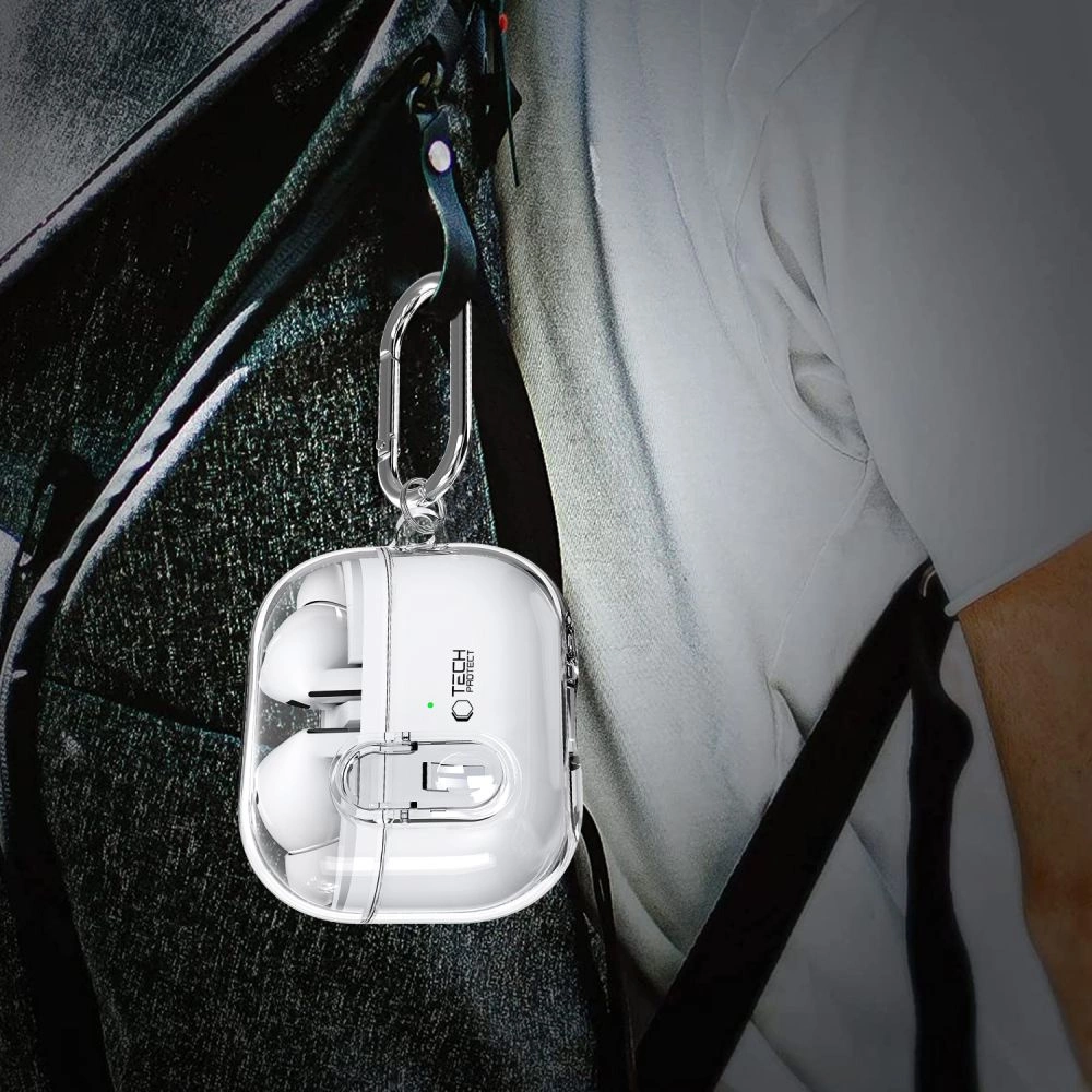 Tech-Protect FlexAir dėklas su karabinu Samsung Galaxy Buds 3 / 3 Pro – skaidrus - Image 8