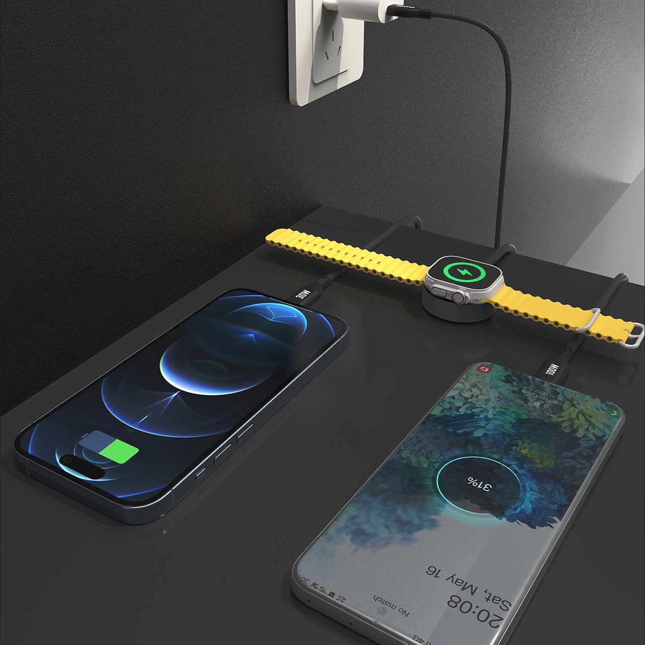 Apple Watch Dudao A12Max+ PD 100W 3in1 įkrovimo kabelis: USB-C Lightning 1,2 m – juodas - Image 7