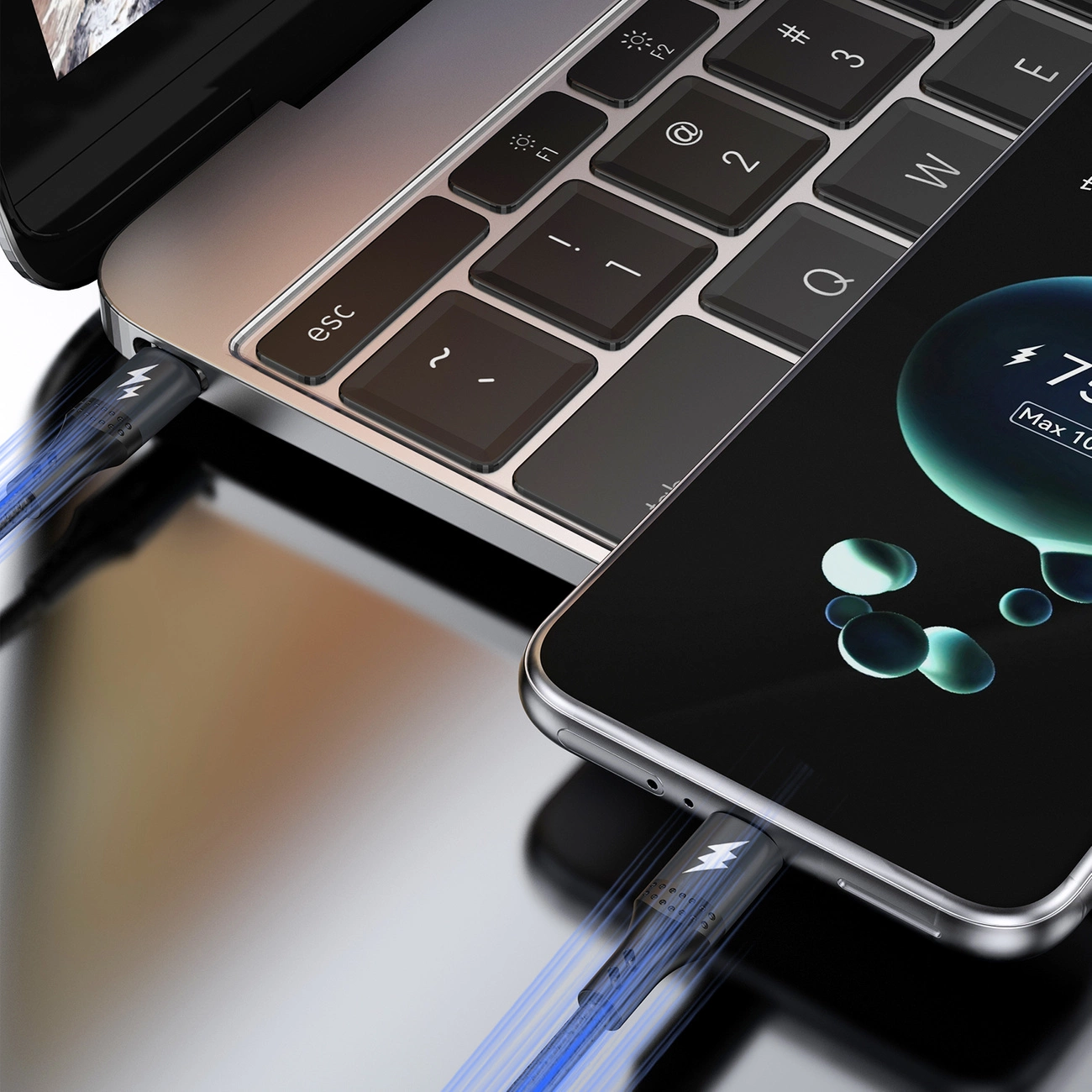 Dudao L3CC USB-C – USB-C 60W 1,2 m pintas kabelis – juodas - Image 4