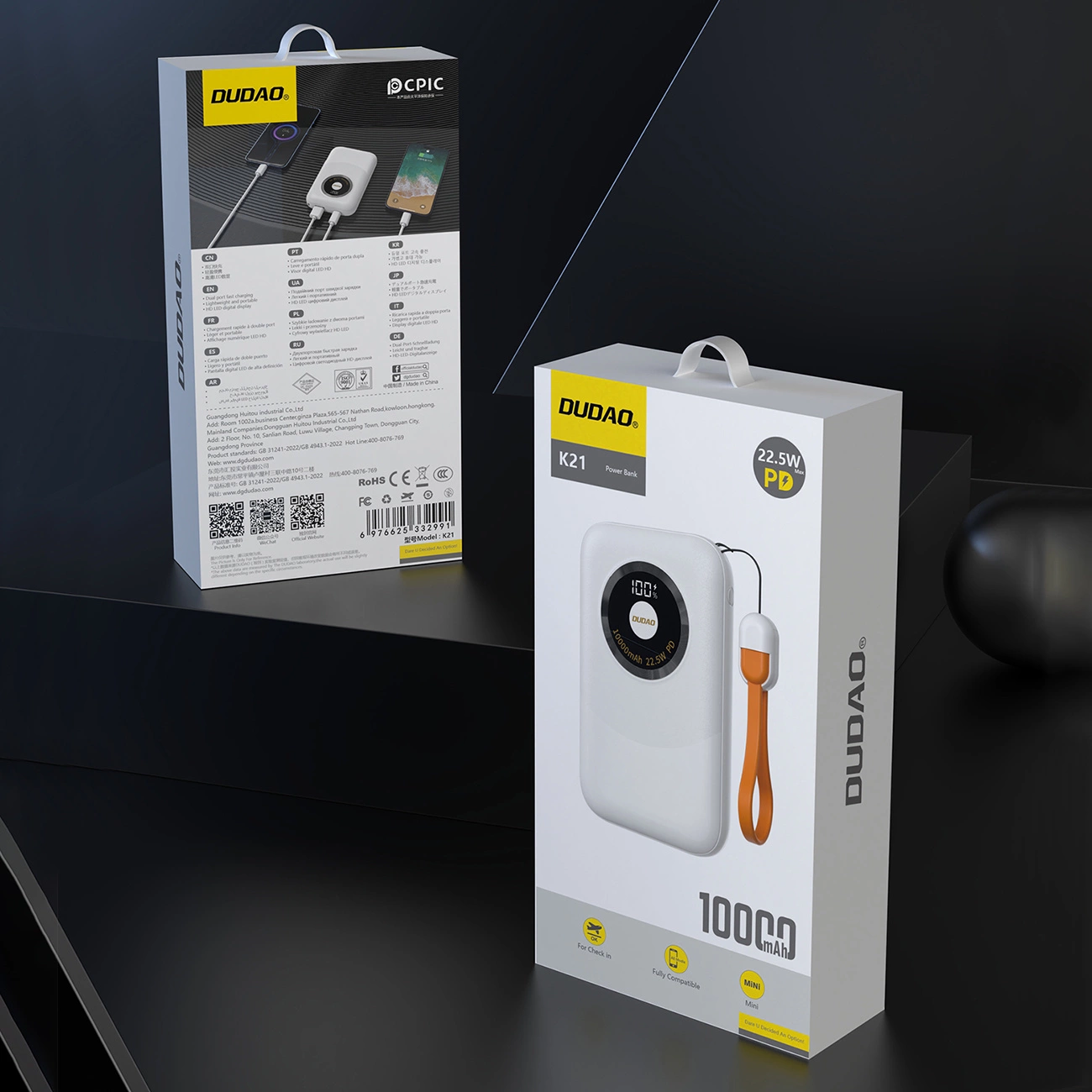 Powerbank Dudao K21 Mini 10000 mAh 22,5W USB-A / USB-C – smėlio - Image 6