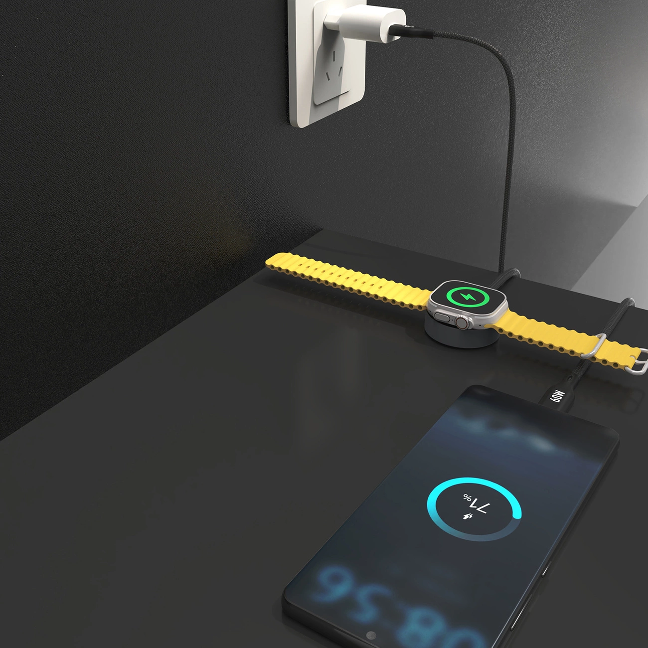 Dudao A12MaxC PD60W 2-in-1 įkroviklis Apple Watch / USB-C – juodas - Image 5