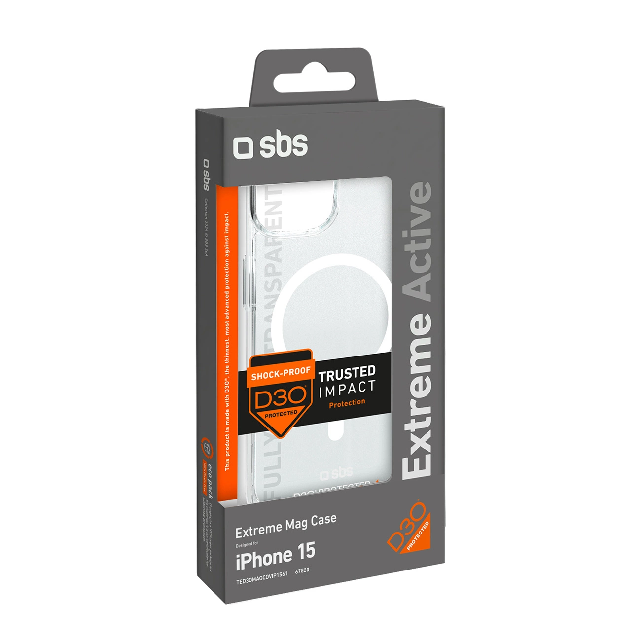 SBS D3O MagSafe dėklas iPhone 15 – skaidrus - Image 5