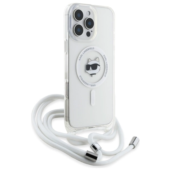 Karl Lagerfeld IML Choupette galvutė ir virvė MagSafe iPhone 16 Pro Max dėklas – permatomas - Image 3