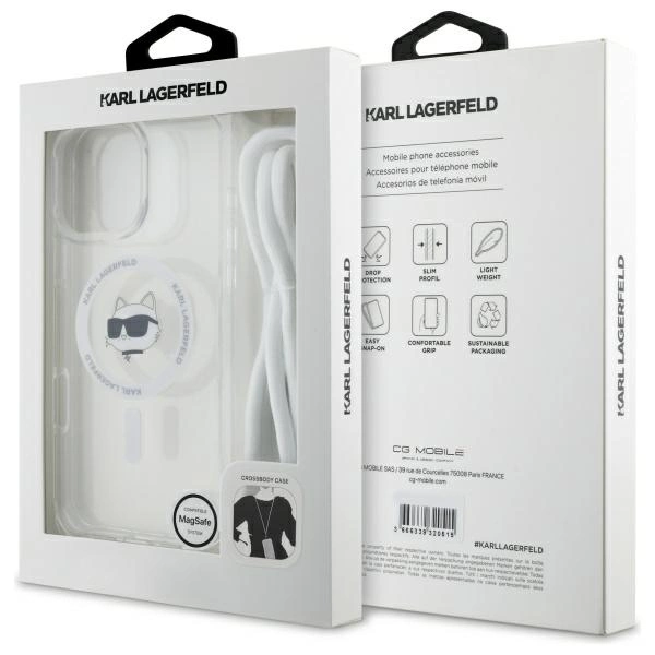 Karl Lagerfeld IML Choupette galvutė ir virvė MagSafe iPhone 16 Pro Max dėklas – permatomas - Image 7