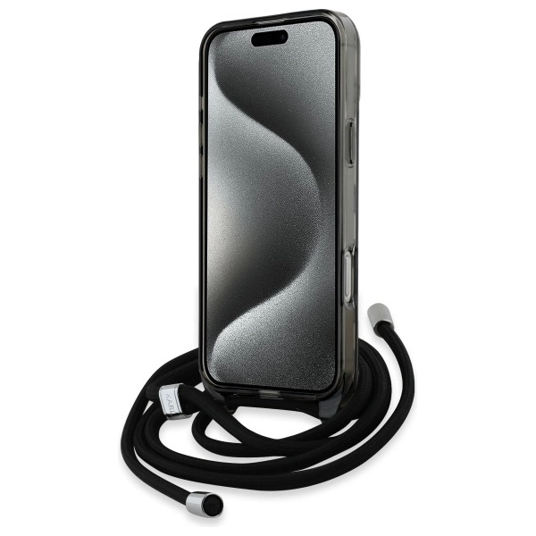Karl Lagerfeld IML Crossbody Monogram Karl & Choupette galvutė MagSafe iPhone 16 Pro Max dėklas – juodas - Image 4